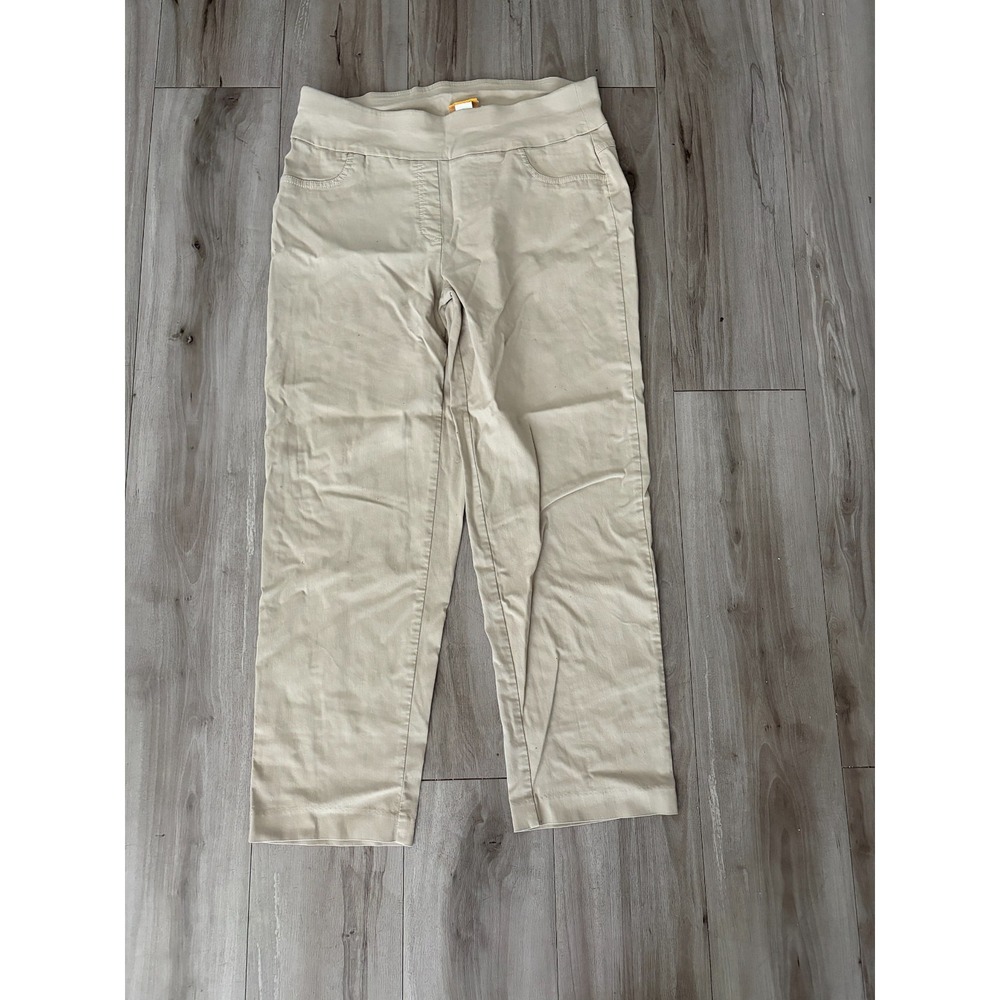 Ruby Rd Millennium Pants Womens 16W Beige Stretch Elastic Waist Straight Leg